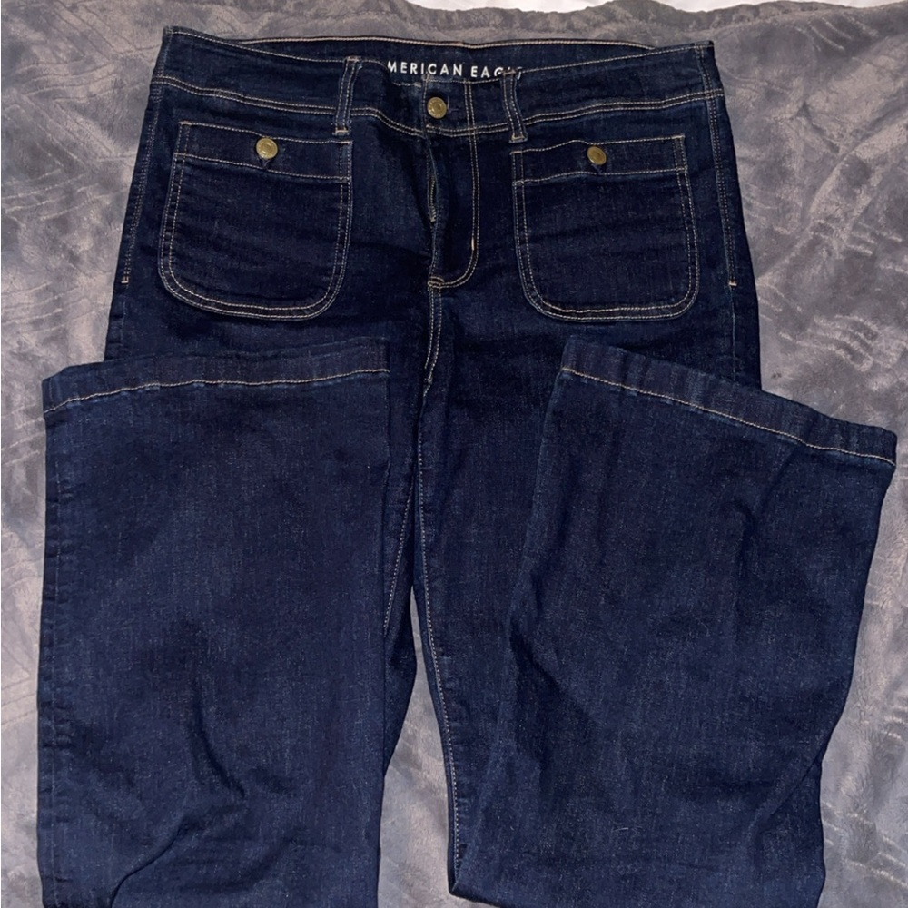 American Eagle Outfitters Women's Deep Indigo Flare Jeans